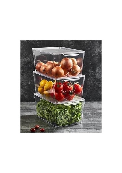 1 Adet Kırılmaz Şefaf Akrilik Kapaklı Buzdolabı Organizeri | Buzdolabı Içi Düzenleyici | Se