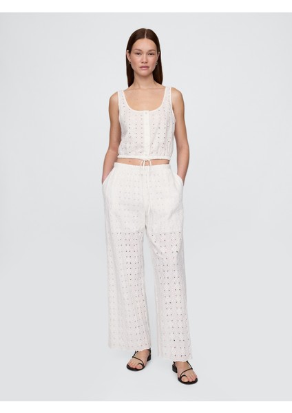 Kadın Beyaz Büzgülü Kenar Crop Üst fırsatları