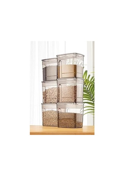 6lı Set 5,5 Litre Strip Mega Boy Erzak Saklama Kabı Antrasit