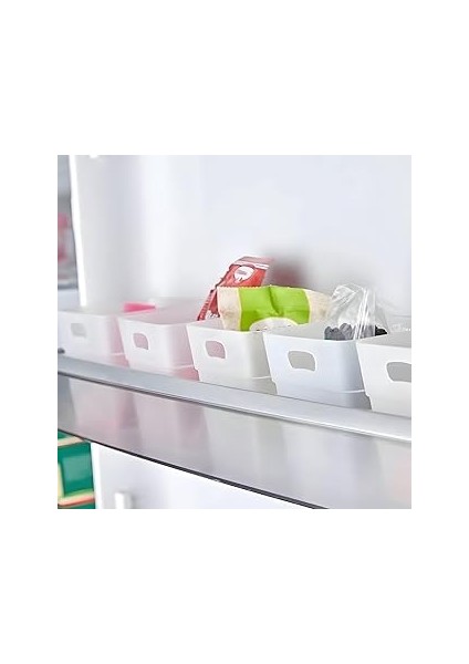 Çok Amaçlı Düzenleyici Set, 6'lı Beyaz Plastik Organizatör, Buzdolabı ve Mutfak Çekmece Düzenleyici