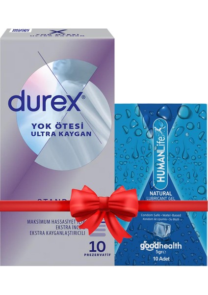 Yok Ötesi Ultra Prezervatif 10'lu + Humanlife 5 gr x 10 Doğal Jel Lubricant