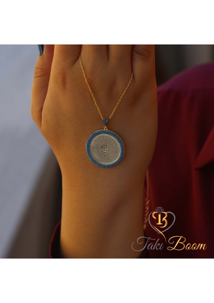 Dualı Kolye Turkuaz Taşlı Allahın 99 İsmi Esmaül Hüsna Gümüş Kolye modelleri