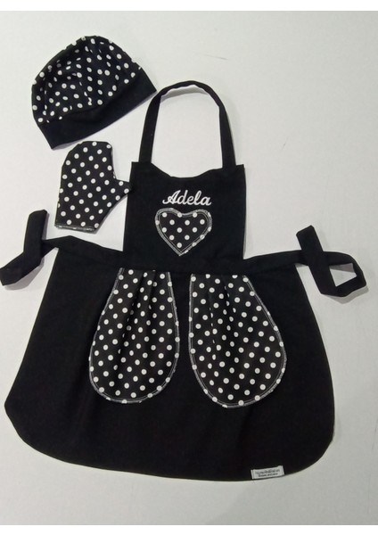 Çocuk Mutfak ve Etkinlik Ana Okulu Önlüğü Uğur Böceği Modelli Isme Özel Nakış Desenli Siyah Renk 1-14 Yaş indirimleri