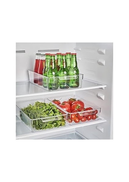 1 Adet Kırılmaz Ultra Dayanıklı Buzdolabı Düzenleyici Organizer Kutu Şeffaf - Large Boy Kil