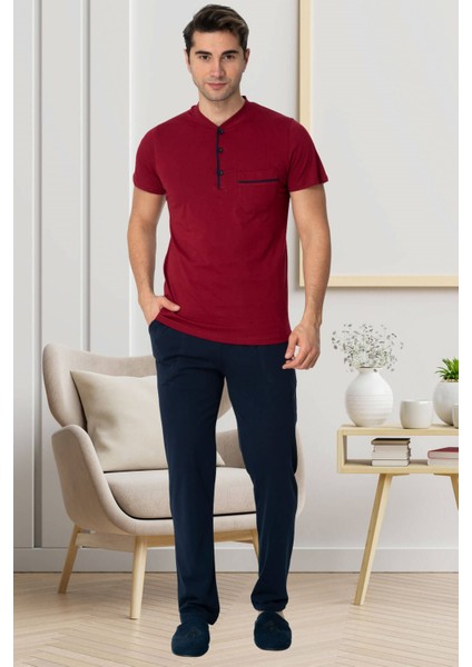 Mecit 2769 Bordo Büyük Beden Şortlu Erkek Pijama Takımı