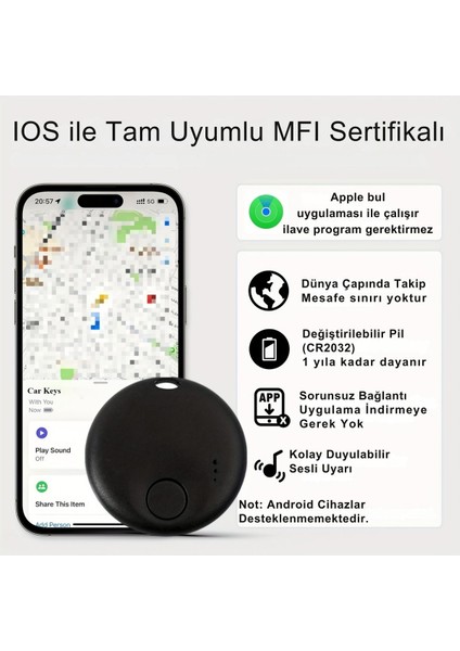 Takip Cihazı Ios Apple Uyumlu Mfı Sertifikalı N Tag Airtag Apple Bul ile Çalışır