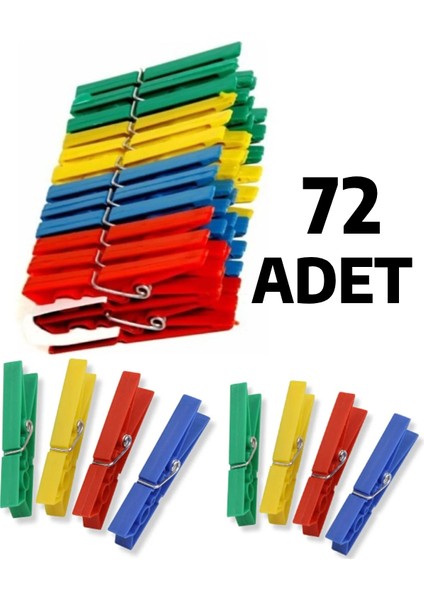 72 Adet Mandal Klasik Çamaşır Mandalı Plastik