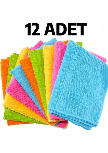 12 Adet Mikrofiber Bez Genel Temizlik ve Toz Bezi