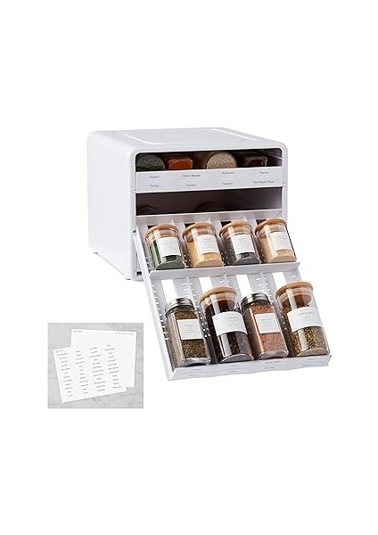 Youcopia Spicestack Baharat Rafı, Ayarlanabilir, 24 Şişe, Beyaz