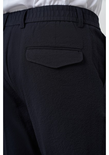 Erkek Lacivert Polyester Lastikli Trend Slim Fit Pantolon indirimleri