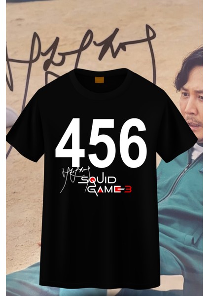 Squıd Game 456 Seong Gi-Hun Orijinal Imzalı Unisex T-Shirt/tişört - Tüm Yaş Grupları