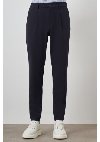 Erkek Lacivert Trend Slim Fit Tam Lastik Pantolon