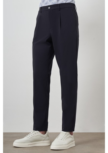 Erkek Lacivert Trend Slim Fit Tam Lastik Pantolon modelleri