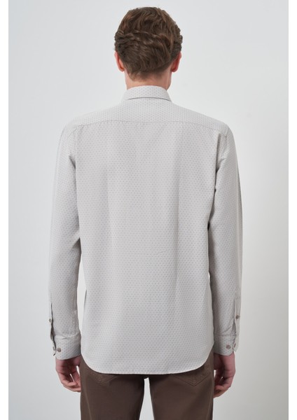 Erkek Vizon Slim Fit Italyan Yaka Gömlek
