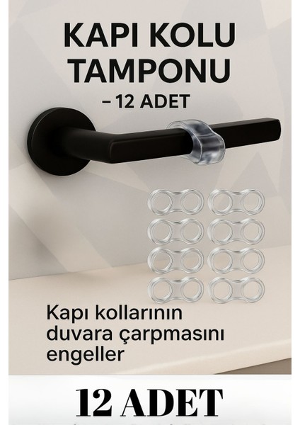 12'li Kapı Kolu Koruyucu Şeffaf Stoper 12 Adet