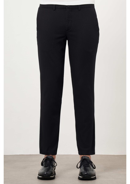 Erkek Siyah Yazlık Pamuk Yan Cep Slim Fit Chino Pantolon