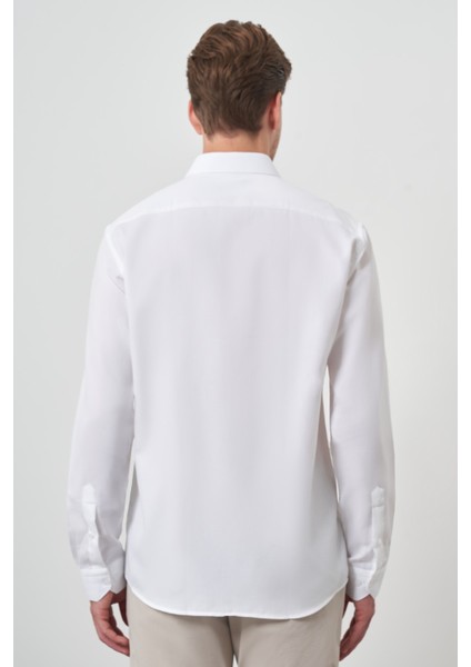 Erkek Beyaz Pamuk Trend Slim Fit Italyan Yaka Gömlek indirimleri