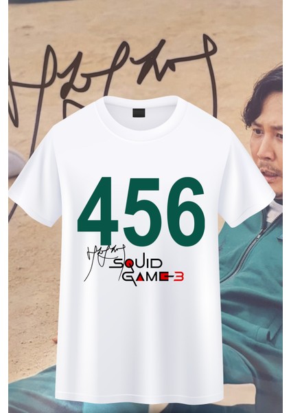 Squıd Game 456 Seong Gi-Hun Orijinal Imzalı Unisex T-Shirt/tişört - Tüm Yaş Grupları