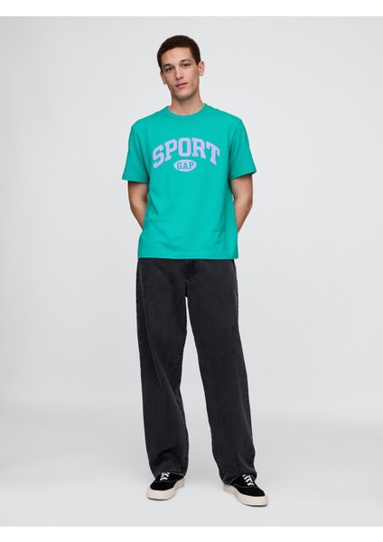 Erkek Yeşil Gap Logo Sport Relaxed T-Shirt indirimleri
