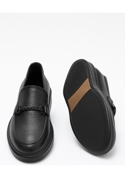 Erkek Siyah Deri Kuşaklı Casual Ayakkabı modelleri