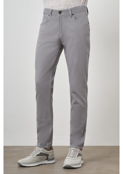 Erkek Gri Pamuk 5 Cep Slim Fit Jean Kot Pantolon modelleri