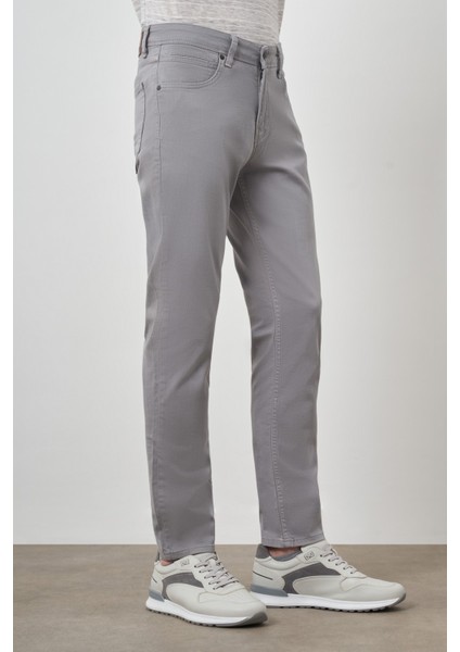 Erkek Gri Pamuk 5 Cep Slim Fit Jean Kot Pantolon fırsatları
