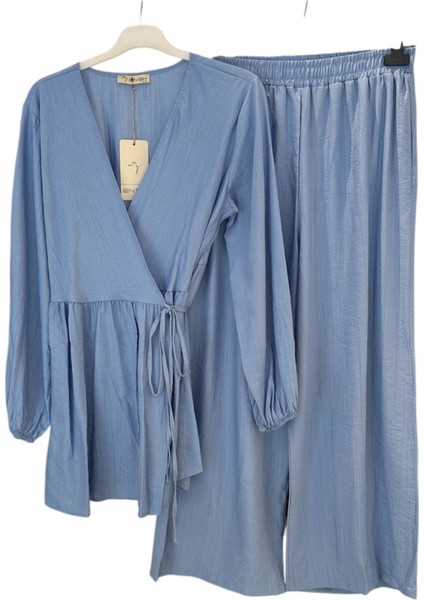 Z-521 Pile ve Kimono Detaylı Pantolonlu Çilek Ikili Takım
