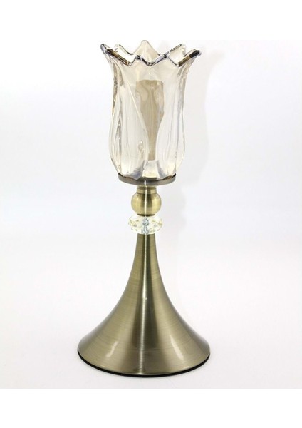 Üstü Cam Şamdan Tekli 34 x 9