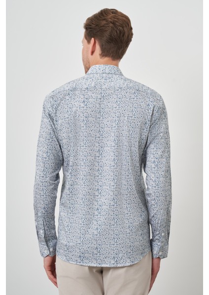 Erkek Mavi Pamuk Trend Slim Fit Italyan Yaka Gömlek indirimleri