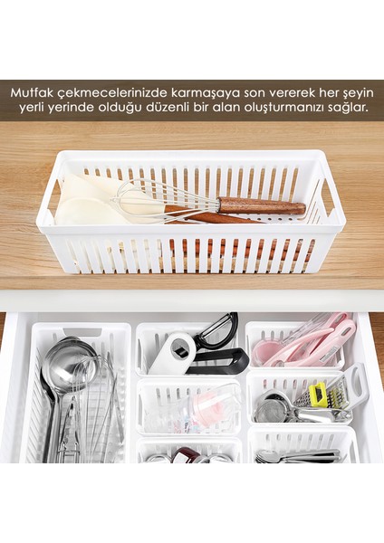10 Parça Modüler Kaşıklık Seti - Çok Amaçlı Çekmece Içi Düzenleyici Mutfak Organizer Kepçelik Beyaz fiyatları