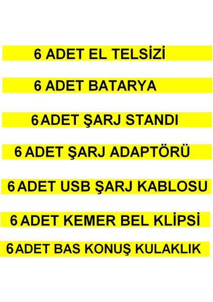 6 Telsiz+6 Kulaklık Pmr 446 Türkçe Konuşan El Telsizi