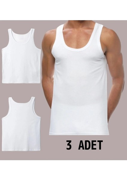 Erkek Beyaz Penye Atlet 3 Lü Paket Pamuk