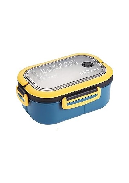 1200 ml 2 Katlı 6 Bölmeli Bpa'sız Pp Plastik Sefer Tası ve Beslenme Çantası - Hava Kilitli