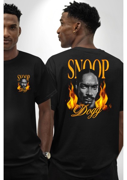 Snoop Dogg Rap Hip-Hop 90'lar Siyah Oversize Kadın Erkek Ön ve Sırt Baskılı Tişört fırsatları