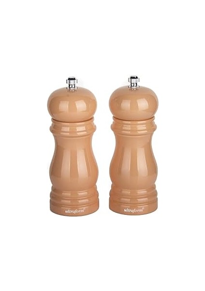 Ultraform Ahşap Karabiber ve Tuz Değirmen Seti 14 cm Pembe