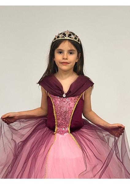 Kız Çocuk Kostüm Mor Rapunzel Düşük Omuz Detaylı Kasnaklı Kabarık Kostüm 3-8 Yaş modelleri