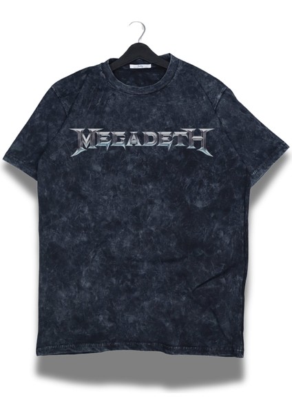 Oversize Skull Megadeth Sırt Baskılı Yıkamalı T-Shirt, Unisex Rock Band Temalı Retro Tişört fiyatları