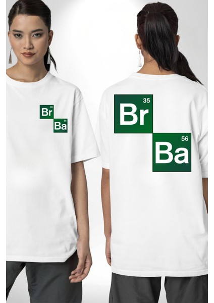 Periyodik Tablo Heisenberg Breaking Bad Beyaz Oversize Kadın Erkek Ön ve Sırt Baskılı Tişört