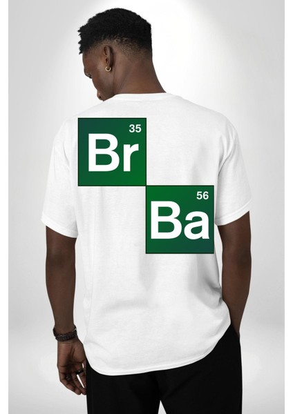 Periyodik Tablo Heisenberg Breaking Bad Beyaz Oversize Kadın Erkek Ön ve Sırt Baskılı Tişört