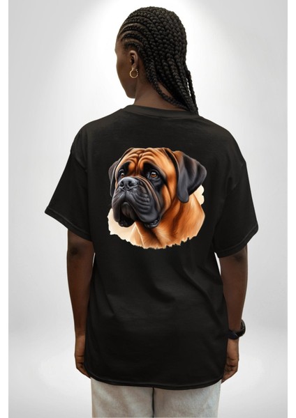 Bullmastiff Köpek Aşkı Siyah Oversize Kadın Erkek Ön ve Sırt Baskılı Tişört fiyatları