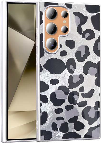Galaxy S23 Ultra Kılıf Desenli F10T Mep Kapak - Gri Leopar
