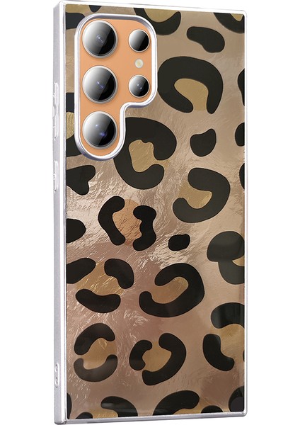 Galaxy S23 Ultra Kılıf Desenli F10T Mep Kapak - Gri Leopar