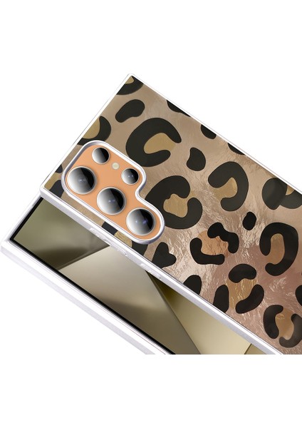 Galaxy S23 Ultra Kılıf Desenli F10T Mep Kapak - Gri Leopar