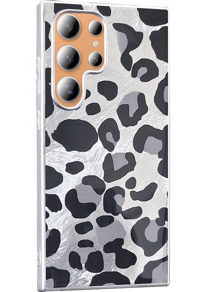 Galaxy S23 Ultra Kılıf Desenli F10T Mep Kapak - Gri Leopar