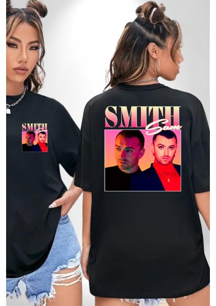 Sam Smith Müzik Siyah Oversize Kadın Erkek Ön ve Sırt Baskılı Tişört fırsatları