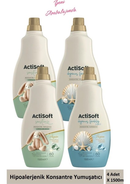 Hipoalerjenik Konsantre Çamaşır Yumuşatıcı Okyanus ve Sensitive 1500 ml x 4 Adet