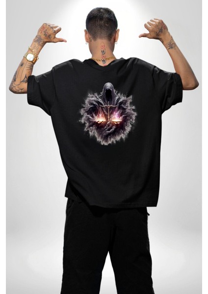 Terazi Burçu Özel Tasarım Siyah Oversize Kadın Erkek Ön ve Sırt Baskılı Tişört indirimleri