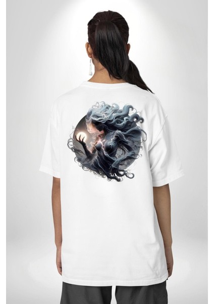 Başak Burçu Özel Tasarım Beyaz Oversize Kadın Erkek Ön ve Sırt Baskılı Tişört fiyatları