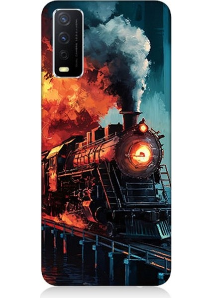 Vivo Y20S Uyumlu Buharlı Tren Yolculuğu Desenli Silikon Kılıf