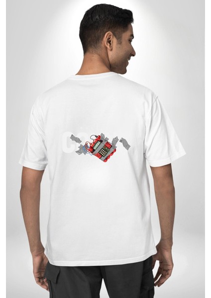 Her Anı Değerli Kıl Baskılı Beyaz Oversize Kadın Erkek Ön ve Sırt Baskılı Tişört fiyatları